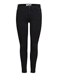 Damen ONLY Skinny Fit Ankle Jeans | Stretch Black Denim Hose | ONLKENDELL Röhrenjeans Reißverschluss Saum, Farben:Schwarz, Größe:L / 30L