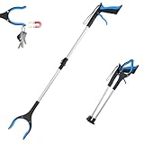 81 cm faltbarer Greifzange und Greifhilfe, leicht, starker Magnetgriff, um 360° drehbare Kralle, rutschfeste Backe, 10,2 cm breite Klaue, Mehrzweck-Helfer für Garten, Küche und Strand