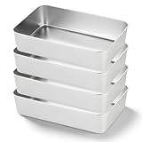 SUNOYA Kastenform 4er-Set, Edelstahl Brotbackform, Königskuchenform, 33 * 15 * 6.5CM, Backform, Rechteckig brotbackformen für Brot, Kuchen, Toast, Leicht zu reinigen, Spülmaschinenfest