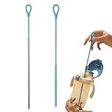 Strohhalm Reinigungsbürste - 2-Teilige Extra Lange Strohhalm-Reinigungsbürste,rutschfeste Silikon Reinigungshilfe 6mm & 9mm Wiederverwendbar Für Deckelbecher, Tassen & Unterwegs