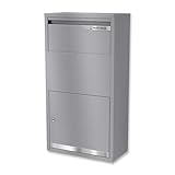 Metzler® Paketbox mit Klappensystem und Zylinderschloss in Graualuminium für große Pakete und Briefe wetterfest diebstahlsicher frei montierbar robuste Stahlkonstruktion Avalon