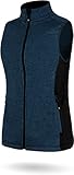 normani Damen Strickweste Outdoor Fleeceweste mit Reißverschlusstaschen und Neopren - Ärmellose Outdoor Weste Übergangsweste, warme 310 g/m² Grammatur Farbe Navy Größe L