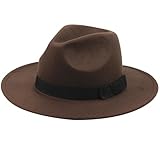 Fedora-Hut aus Wollfilz mit breiter Krempe, Panama-Mütze, Panama-Hut für Herren, Vintage-Stil, Filzhut mit breiter Krempe, braune Outbacks-Hüte, Einheitsgröße für Männer und Frauen, Outfit