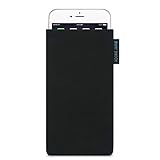 Adore June Classic Schwarz Tasche kompatibel mit iPhone 7 / iPhone 6S / iPhone 6 Handytasche aus widerstandsfähigem Cordura Stoff mit Display Reinigungs-Effekt, Made in Europe