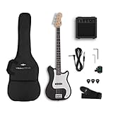 VISIONSTRING 3/4 Größe elektrische Bassgitarre für Anfänger Kinder Bassgitarren Kit mit Amp schwarz