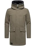 STONE HARBOUR Herren sportlich-eleganter Wintermantel in Wollmantel-Optik mit Brusttaschen und abnehmbarer Kapuzenblende Fenroos XX Stone Brown Gr. L