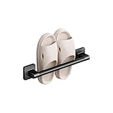 Schuhregal zur Wandmontage, kein Bohren, Schuhaufbewahrung für Badezimmer, Küche, Wohnzimmer, Wohnmobil – Mehrzweck-Schuhregal mit Geschirrtuchhalter – Schwarz, 30 cm