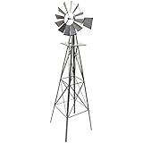 STILISTA Gigantisches Windrad im US-Style aus Stahl, Höhe 245cm, Rotor 55cm, kugelgelagert, in vers. Farben, Silbergrau