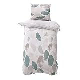 Class Home Collection Bettwäsche 155x220 Baumwolle Renforce 2 teilig Bettwäsche-Set mit Reißverschluss Feder Weiß