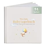 Tiny Trees® Babytagebuch - Mein erstes Jahr (Hase) 51 Seiten Inkl. Geschenkbox - Fotoalbum zum Eintragen | Baby-Meilensteinbuch mit monatlichen Geburtstage