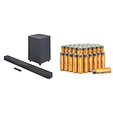 JBL Bar 500 – Kompakte 5.1-Kanal-Soundbar für Heimkino Sound-System – Kabelloser Bluetooth-Lautsprecher mit Subwoofer und Dolby Atmos Surround Sound – Schwarz & Amazon Basics AA-Alkalisch-Batterien