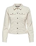 ONLY Damen Jeansjacke ONLWonder Life Übergangsjacke mit Knopfleiste 15243147 Ecru M