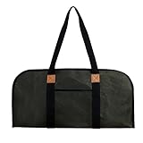 PAMENET Holzaufbewahrungshalter aus Segeltuch, Kaminholztasche, für den Außenbereich, tragbarer Organizer, Holzträger für Brennholz, Dunkelgrün
