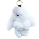 Xsclpomddy Süße Groß. Plüsch Hase Schlüsselanhänger Plüsch-Häschen 7in Schlüsselanhänger Pom Poms Taschenanhänger Handtasche Autoschlüssel Dekoration,white