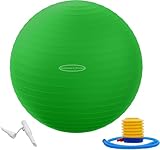Signature Fitness Gymnastikball, Yoga-Ball, Fitnessball, Geburtsball mit Schnellpumpe, 0,9 kg Kapazität, Grün, 55,9 cm, M