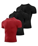 Niksa Kompressionsshirt Herren,Laufshirt Herren Kurzarm mit Unterarm Mesh kurzärmliges Funktionsshirt Atmungsaktiv Sportshirt Männer für Running Workout Fitness