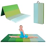 COSTWAY Turnmatte klappbar, 180 x 120cm Weichbodenmatte, Gymnastikmatte 5 fach faltbar aus PU mit Tragegriff, Sportmatte Fitnessmatte zuhause für Kinder Erwachsene (Grün)