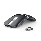 WFB Kabellose Maus mit Arc für Laptop, Bluetooth, wiederaufladbar über USB, faltbar, drehbar, ultradünn, 3 DPI, für Büro, Reisen, Schwarz