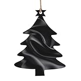 4 Stück Weihnachts-Holzornamente zum Aufhängen, schwarze Seide, Falten, Weihnachtsbaum-Form, rustikale Weihnachtswünsche, Etiketten, hängende Basteletiketten für Weihnachtsdekoration, Partyzubehör