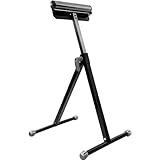 kwb Klappbarer Rollen-Auflagebock mit hochwertiger Führungsrolle - Höhenverstellbar 680-1100 mm - Ideal für Zuschnittarbeiten auf Tischkreissägen und Kapp- und Gehrungssägen