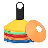 Rhinocerosdance 50 Stücke Profi Markierungshütchen Sports Set Fussball Trainingszubehör, Markierung für Fußball-, Hockey- Oder Hürden Koordinationstrainingshilfen, Farbmischung