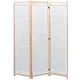 vidaXL Raumteiler Freistehend Klappbar Trennwand Paravent Umkleide Sichtschutz Spanische Wand Raumtrenner Creme 120x170x4cm Stoff 3-TLG.