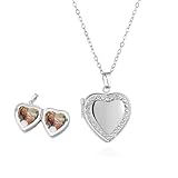 TJUSPIRIT Herz-Medaillon Foto Herzkette Damen Edelstahl Photo Bild Amulett Anhänger Medaillon zum Öffnen Halskette Charms Schmuck Geschenk für Damen Mädchen Mutter Tochter Freundin(Silber)