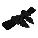 Hemobllo Damen Taillengürtel Breit Dehnbar Stoffgürtel mit Schleife Schwarz Elastischer Kleidergürtel für Damenkleider