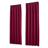 heimtexland Vorhang Blickdicht Thermovorhang Verdunklungsvorhänge 2er Set Kräuselband Deko Gardine Kälteschutz Sonnenschutz Schalldämmung Ökotex Fensterdeko Typ139 Bordeaux weinrot HxB 245x135 cm