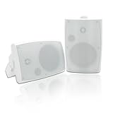 Herdio 6,5 Zoll Outdoor Lautsprecher wasserdicht Passive 2-Wege 400W Wandlautsprecher mit kraftvollem Bass für Patio Home Indoor Poolside Deck Backyard (Paar, Weiß)