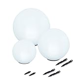 Esotec Solarkugeln Basic, multicolor, 3er Set, 7 Leuchtfarben, Farbwechsel, 20+30+40cm, Akku, Solarmodul, Leuchtkugelset, LED Gartenkugeln, Solarlampen für außen, winterfest, wetterfest, 102614
