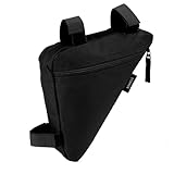 ECENCE Fahrradtasche Rahmen wasserdicht Für Handy, Geld, Ausweis, Flickzeug Einfache Anbringung am Fahrradrahmen mit Klett Fahrradrahmentasche Schwarz Reißfestes Nylon Triangle Bag