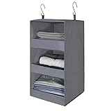 GRANNY SAYS hänge Organizer mit 3 Fächern, 1 Stück Hängeaufbewahrung Schrank, Kleiderschrank Organizer Hängend, Grau Hängeregal, Hängeorganizer Schrank, faltbare hänge Regal Stoff, hanging Organizer