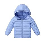 Daunenjacke Mädchen Winterjacke Einfarbig Outwear Unisex Steppjacke Winddichte Langarmshirts Kinderjacke Warm Wintermantel Outdoor Oberteile Mäntel für Mädchen mit Tasche 00 Blau 170