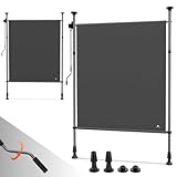Strattore Klemmmarkise Senkrechtmarkise 100x310 cm Ausziehbar Höhenverstellbar ohne Bohren - Markise mit Kurbel für Terrasse Balkon Schutz vor Sonne Wind - Sichtschutz Windschutz Wasserfest Anthrazit