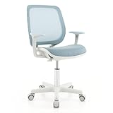 COSTWAY Kinder Schreibtischstuhl 360° drehbar, Sitzhöhe 43-55cm höhenverstellbar, Jugendstuhl ergonomisch mit Rollen, Drehstuhl Bürostuhl mit Rückenlehnen & Armlehnen für Kinder ab 6 Jahren (Blau)