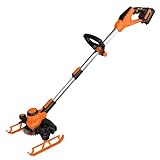Akku Rasentrimmer mit Akku und Unkrautbürste, Rasentrimmer mit Akku mit 4 Klingentypen, mit 2 Akku 4.0Ah für Garden Trimmen (Orange)
