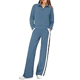 xbiez Stilvolles Urlaubs-Ensemble für Damen, bequeme Hose mit weitem Bein., himmelblau, XL