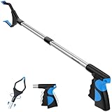 Housolution 32' Faltbar Greifer, 1 Stück Aluminium Greifzange Drehbar Greifzange Müllzange Rutschfest Gummigreifer, Langer Greifarm für Senioren Müll Abfallsammlun Garten Nabber Greifen, Blau