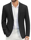 COOFANDY Herren Sakko Freizeit Business Strick Blazer 2 Knöpfe Reverskragen Regular Fit Anzugjacke Schwarz L