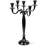 Gräfenstayn® Kerzenleuchter 1, 3 oder 5-armig Kerzenständer - Verschiedene Größen - Leuchter Kandelaber in Silber, Schwarz, Weiß oder Gold (M, Schwarz)