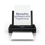 Epson WorkForce WF-110W tragbarer Tintenstrahldrucker (DIN A4, WiFi Direct, Drucker, mobiles Drucken, USB, integrierter Akku, nur 1,6 kg Gewicht) schwarz