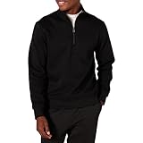 Amazon Essentials Herren Langärmliges Fleece-Sweatshirt Mit Viertelreißverschluss, Schwarz, XXL