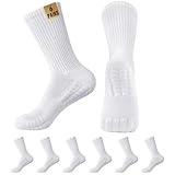 HeySocks Weiße Crew-Socken für Herren, Baumwolle, gepolstert, Sportsocken für Spaziergänge, Wandern, Laufen, 6 Paar, 6 Stück, weiß kariert, 3-6