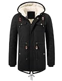 UMIPUBO Parka Herren Winter Warm Winterjacke mit Kapuze Gefüttert Wintermantel Teddy Futter Mantel Jacke für Männer Thermo Winterparka(Schwarz,L)