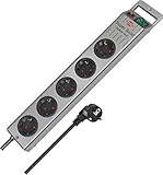 Brennenstuhl Super-Solid Steckdosenleiste 5-Fach (Mehrfachsteckdose mit Schalter und 2,5m Kabel - aus bruchfestem Polycarbonat) schwarz/Silber