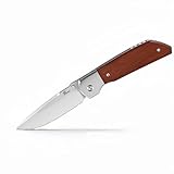 YF SMART Taschenmesser, Drop-Point-Klinge aus D2-Stahl, robuster Holzgriff, tiefer Taschenclip – Ideal für Camping, Jagd, Wandern und EDC, Geschenk für Damen und Herren