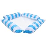 JOINPAYA Aufblasbare Poolhängematte mit Vier Rohren Stabiles Nylon PVC Material bis Belastbar Atmungsaktiver Mesh Sessel Faltbar Stilvolles Streifendesign für Erwachsene und Poolpartys