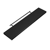 Casaria® Wandregal Holz Schwarz Hängeregal mit Halterung 15kg Tragkraft Küche Wohnzimmer Flur Schweberegal Bücherregal Regalbrett Schwebend Matt 70cm