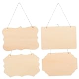FONDOTIN 4 Stück Teiliges DIY Holzschild aus Unbehandeltem Holz mit Aufhängung Personalisierbare Holztafeln für Haustür Wand Fenster Robustes Holzdekor für Kreative Bastelprojekte und